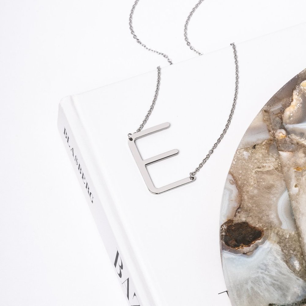 Letter E Pendant necklace in Stainless Steel